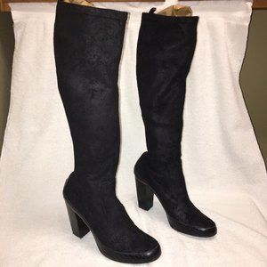 DONALD J. PLINER Boots DISTRESSED SUEDE Black - Sz 8.5 M Made in SPAIN